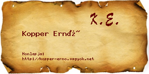 Kopper Ernő névjegykártya